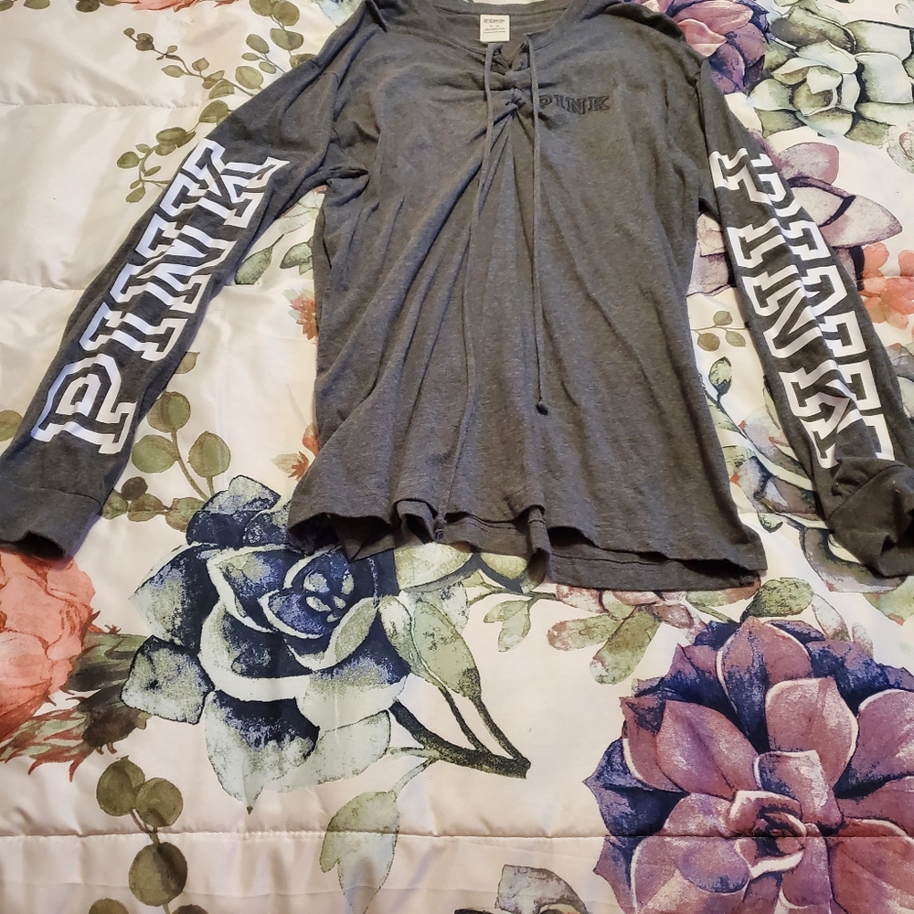 Grey like new pink long sleeve